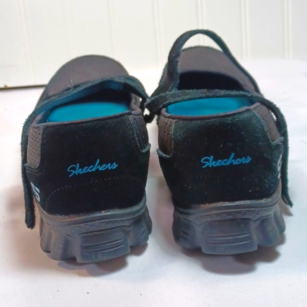 Skechers Women's Slip-On Mary Jane Sneakers - Black & Teal 7.5 M - Picture 9 of 9
